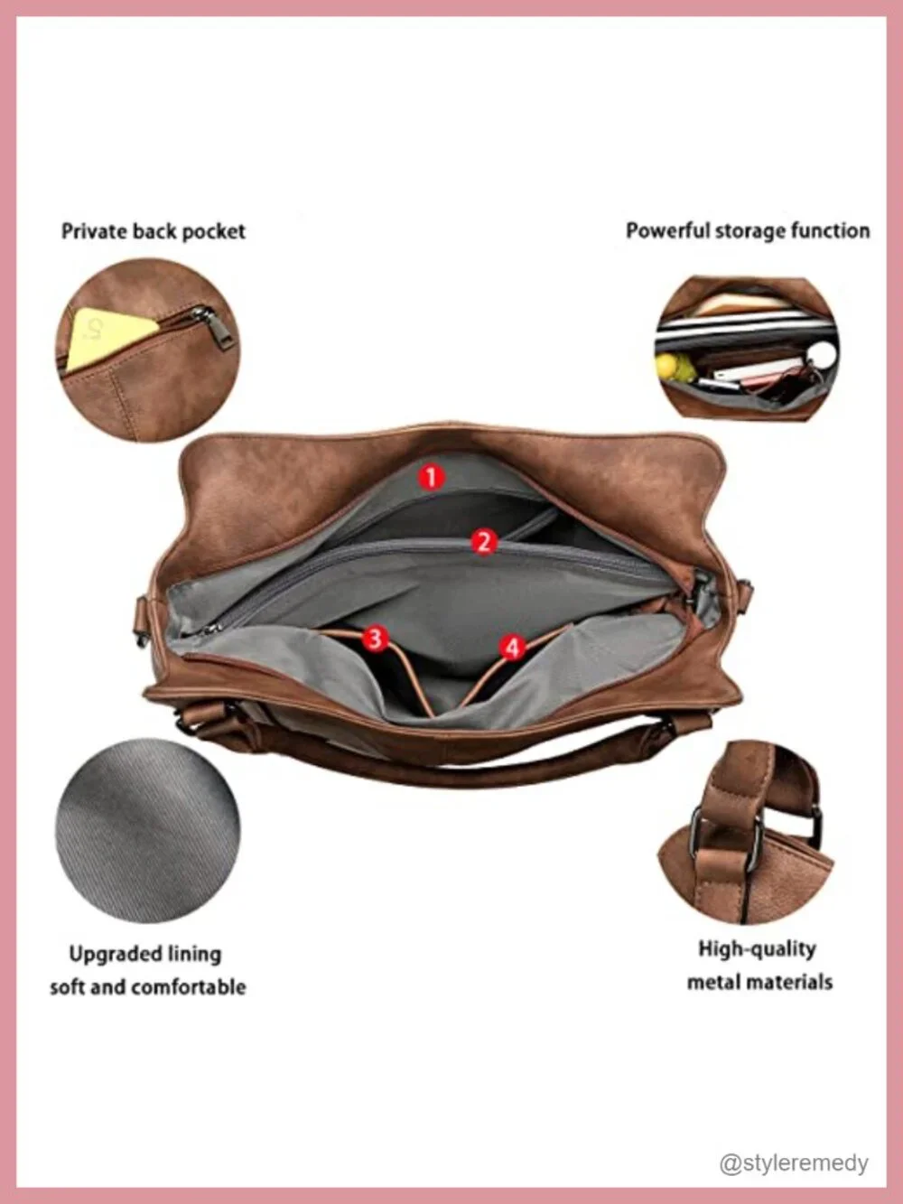 Hobo Bag for Women Faux Leather Crossbody Shoulder Purse Handbag